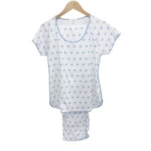 Lake Pajamas Cotton Short-Long Set in Blue Heart XST ST MT NWOT Loungewear